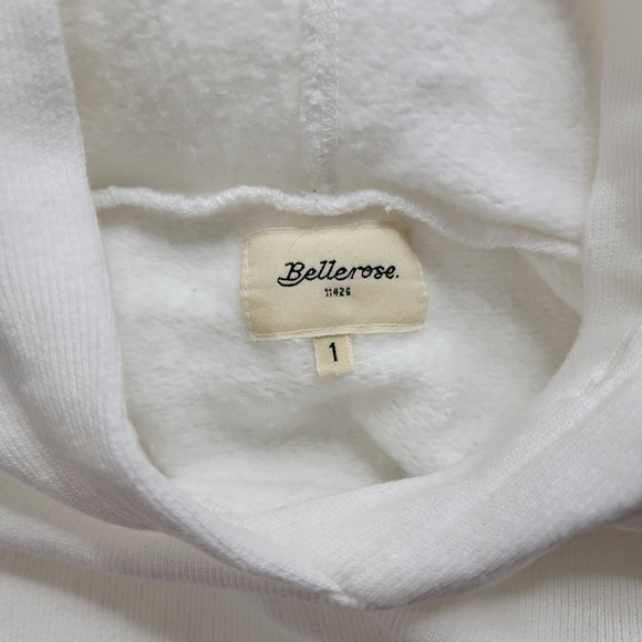 Bellerose Filie Cotton White Fringe Hem Hooded Sweatshirt Size 1 - Picture 3 of 16